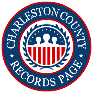 A round red, white, and blue logo with the words 'Charleston County Records Page' for the state of South Carolina.